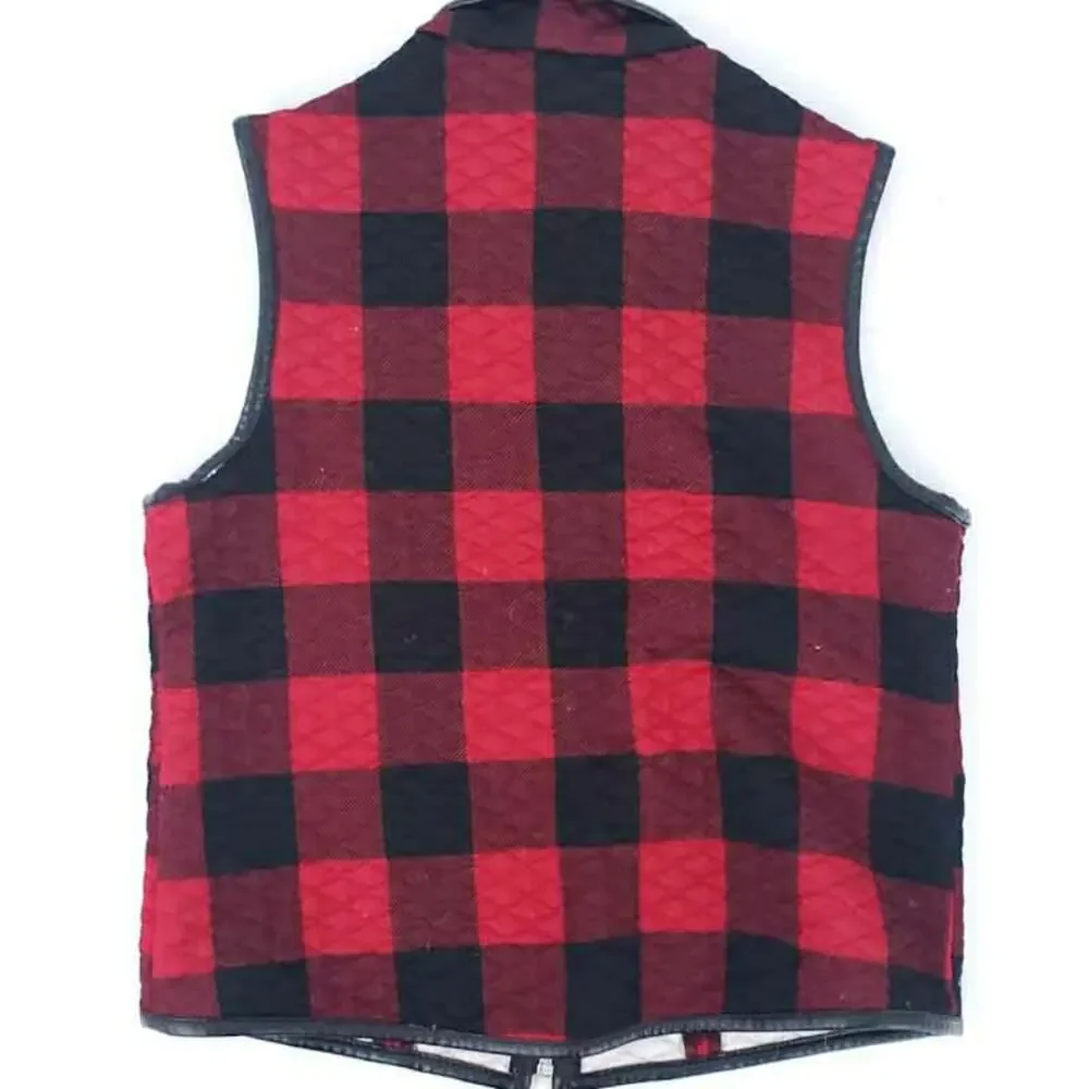 Buffalo Check Quilted Vest Girls Fit 6-7 Red Black